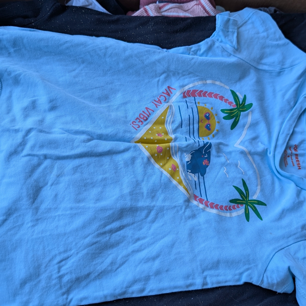 Blue Kids Shirt with Beach Print